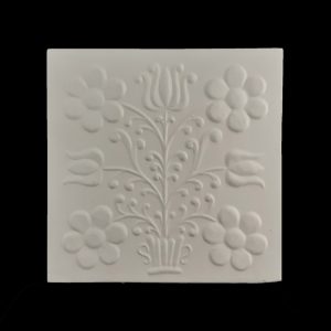 Placa teracota T028, cu decor floral, teracota pictata manual