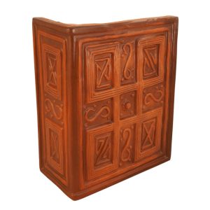Placa teracota T041, cu decor geometric, dimensiuni 21,5 x 26 cm